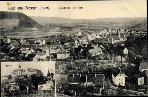 Ak Crossen an der Weißen Elster Thüringen, Ansicht von Nord West, Schloss