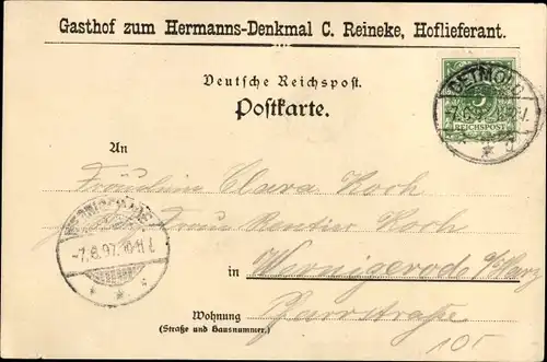 Litho Detmold in Nordrhein Westfalen, Grotenburg, Hermannsdenkmal, Gasthof