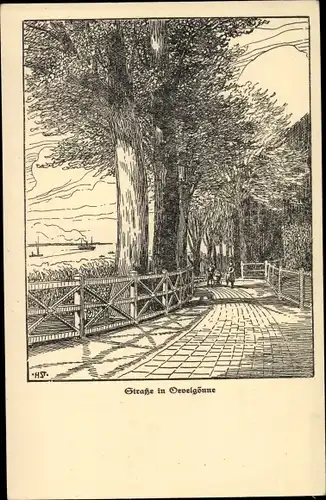 Künstler Ak Hamburg Altona Oevelgönne, Straßenpartie, Altona's Opfertag 1916