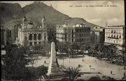 Ak Oran Algerien, La Place d'Armes, Le Theatre