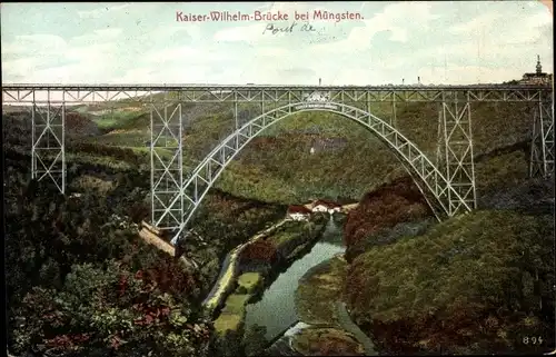 Ak Müngsten an der Wupper Wuppertal, Kaiser Wilhelm-Brücke