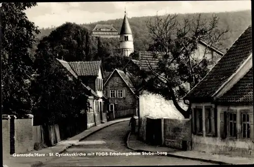 Ak Gernrode Quedlinburg im Harz, FDGB-Erholungsheim Stubenberg, St. Cyriakuskirche