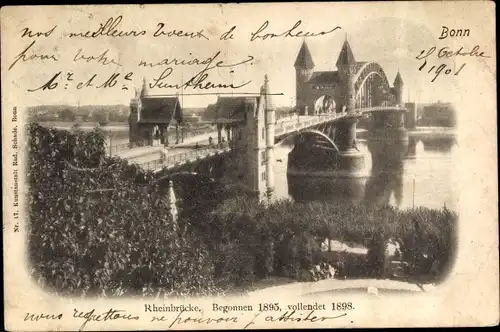 Ak Bonn am Rhein, Rheinbrücke