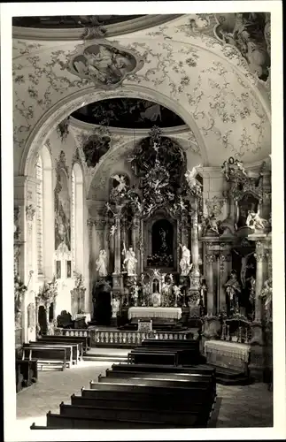 Foto Ak Oberammergau in Oberbayern, Kirche, Innenansicht,