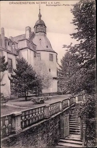 Ak Diez an der Lahn, Schloss Oranienstein, Schlossgartenpartie