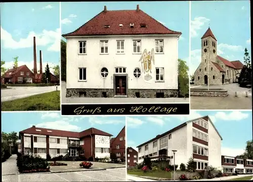 Ak Hollage Wallenhorst in Niedersachsen, Kirche, Schule, Gemeindehaus