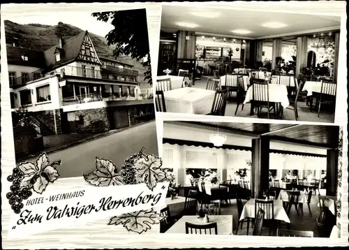 Ak Valwig an der Mosel, Gasthof Zum Valwiger Herrenberg, Innenansicht