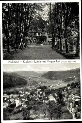 Ak Muggendorf Wiesenttal Fränkische Schweiz, Parkhotel, Kurhaus, Blick auf den Ort