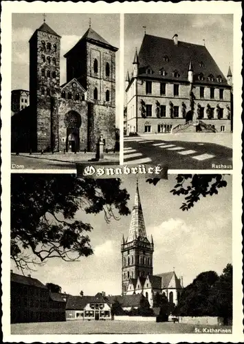 Ak Osnabrück in Niedersachsen, Dom, Rathaus, Kirche St. Katharinen