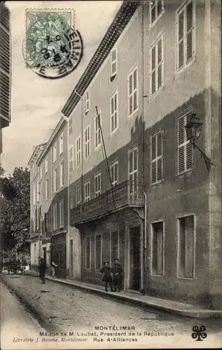 Ak Montélimar Drôme, Maison de M. Loubet, Rue 4 Alliances