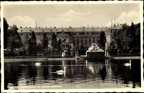 Ak Stuttgart in Württemberg, Anlagensee mit neuem Schloss