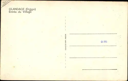 Ak Glandage Drôme, Entree du Village