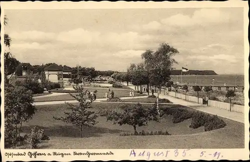 Ak Ostseebad Göhren auf Rügen, Strandpromenade, Steg, Parkanlage