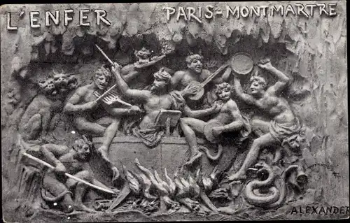 Ak Paris XVIII. Arrondissement Buttes-Montmartre, L'Enfer, Kessel, Feuer, Schlange