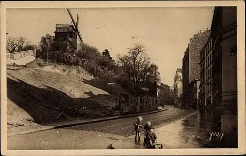 Ak Paris XVIII. Arrondissement Buttes-Montmartre, La Rue Lepic, Moulin de la Galette