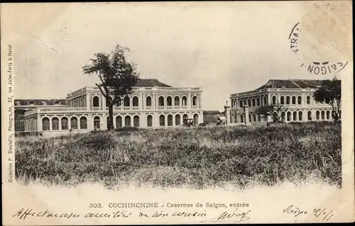 Ak Saigon Cochinchine Vietnam, Casernes de Saigon, Entree
