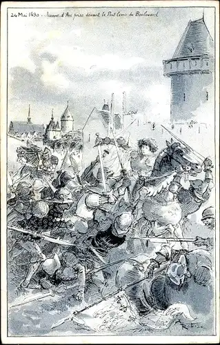 Künstler Ak Robida, Jeanne d'Arc, Schlacht, Turm