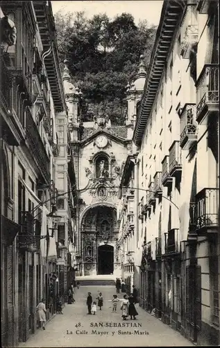 Ak Donostia San Sebastian Baskenland, La Calle Mayor y Santa Maria