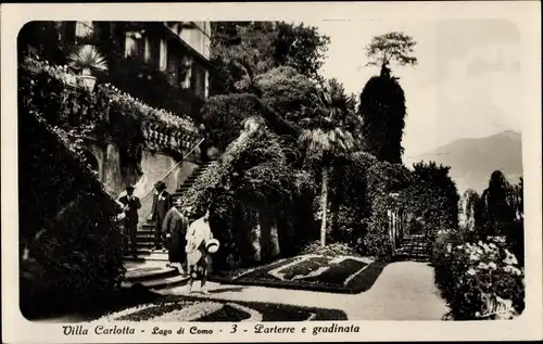 Ak Lago di Como Lombardia, Villa Carlotta, Parterre e gradinata