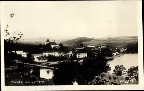 Ak Kamýk Kamaik Ústecký kraj Region Aussig, Totalansicht, Brücke