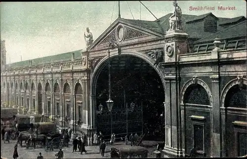 Ak London City England, general view of Smithfield Market