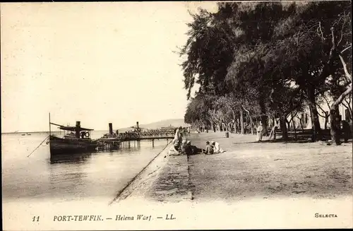 Ak Port Tewfik Suez Port Ägypten, Les Quais Héléne, Strand, Ruderboote