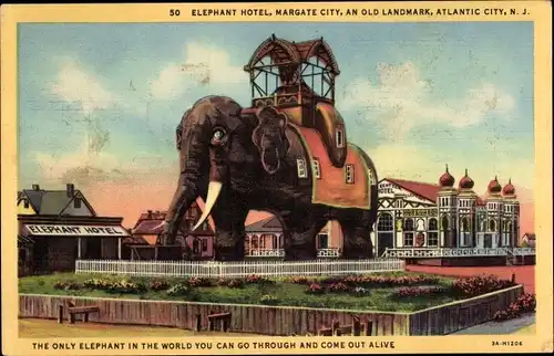 Ak Atlantic City New Jersey USA, Elephant Hotel, Maragte City, an old landmark
