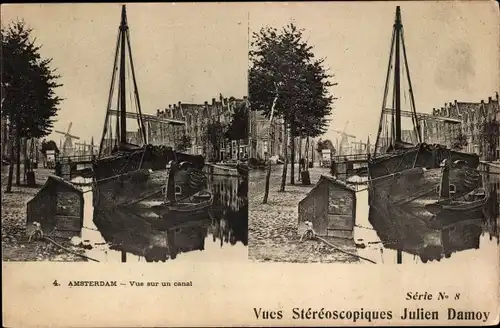 Stereo Ak Amsterdam Nordholland Niederlande, Vue sur un canal