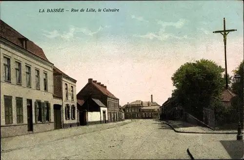 Ak La Bassée Nord, Rue de Lille, le Calvaire