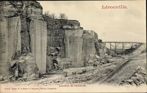 Ak Lerouville Lothringen Meuse, Carrières de Lérouville, Brücke, Felseen