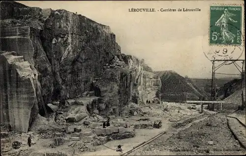 Ak Lerouville Lothringen Meuse, Carrières de Lérouville, Brücke, Felseen