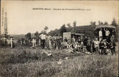 Ak Marbotte Lothringen Meuse, Souvenirs des Exhumations