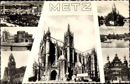 Ak Metz Moselle, Kathedrale, Burg, Bahnhof, Ort