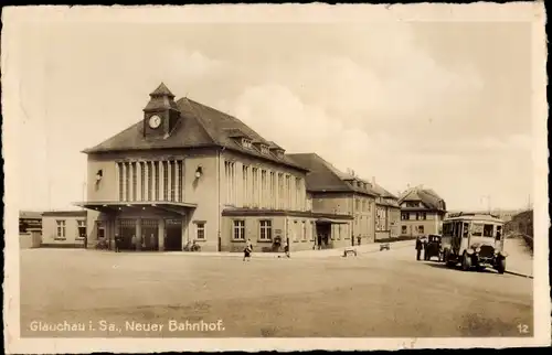 Ak Glauchau in Sachsen, Neuer Bahnhof
