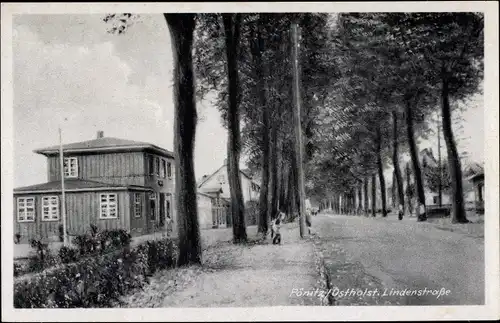 Ak Pönitz Scharbeutz in Ostholstein, Lindenstraße mit Bahnhof