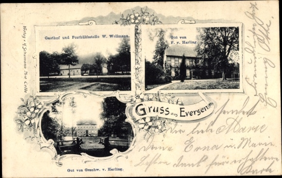 Ak Eversen Bergen in der Lüneburger Heide, Gutshaus Harling, Gasthof W