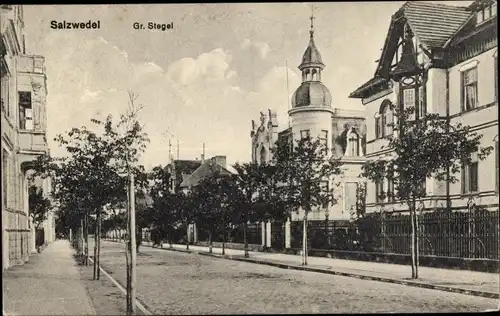 Ak Salzwedel in der Altmark, Großer Stegel, Straßenpartie