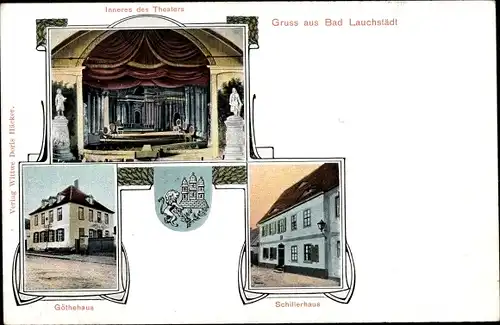 Ak Bad Lauchstädt Saalekreis, Theater, Innenansicht, Schillerhaus, Goethehaus