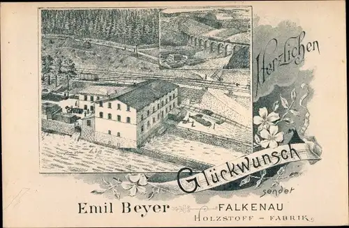 Ak Falkenau Flöha in Sachsen, Holzstofffabrik Marie Beyer und Sohn