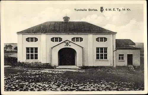 Ak Borlas Klingenberg im Erzgebirge, Turnhalle DT 6 M. E. Tg. 14 Kr.