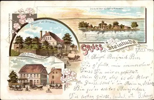 Litho Steinhude Wunstorf Niedersachsen, Steinhuder Meer, Festung Wilhelmstern, Brauerei, Bierhalle