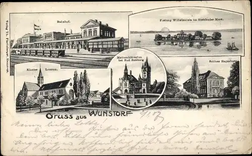 Ak Wunstorf in Niedersachsen, Bahnhof, Festung Wilhelmstein, Kloster Loccum, Hagenburg