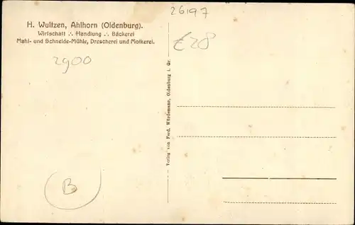 Ak Ahlhorn Großenkneten in Oldenburg, Wirtschaft und Handlung