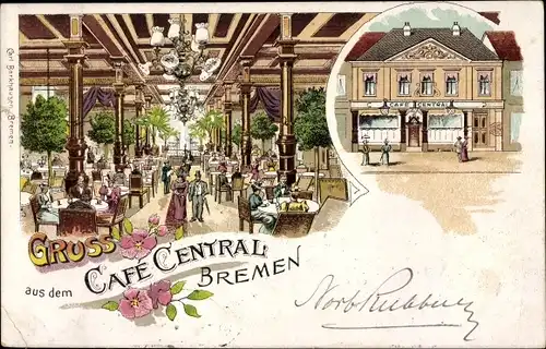 Litho Hansestadt Bremen, Cafe Central, Innenansicht