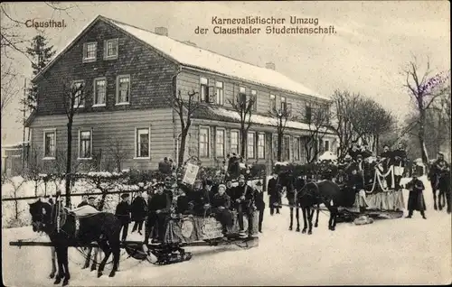 Studentika Ak Clausthal Zellerfeld Oberharz, Karnevalistischer Umzug der Clausthaler Studentenschaft