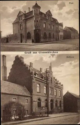 Ak Giesenkirchen Mönchengladbach am Niederrhein, Post und Rathaus