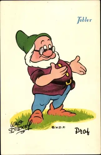 Ak Walt Disney, Prof, Zwerg, Chocolats Tobler