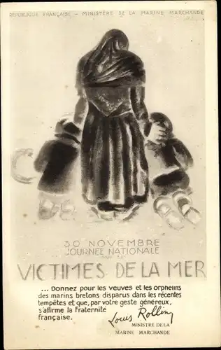 Künstler Ak Victimes de la Mer, Republique Francaise, Ministere de la Marine Marchande, Rolling