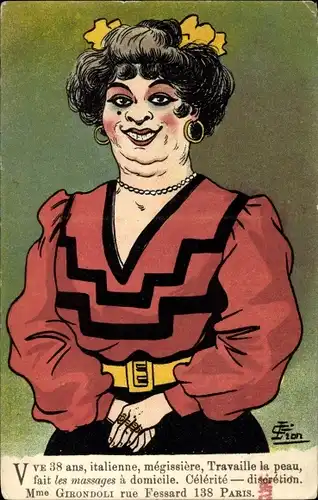 Künstler Ak Portrait einer Frau, Schmuck, Ohrringe