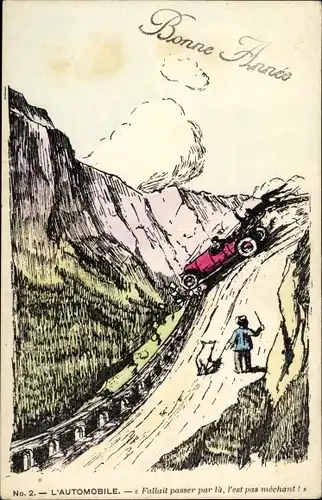 Ak Glückwunsch Neujahr, L'Automobile, Autofahrt